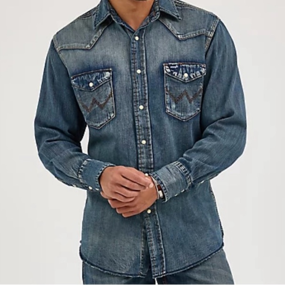 WRANGLER 🍁 Denim Snap Front Western Shirt LT